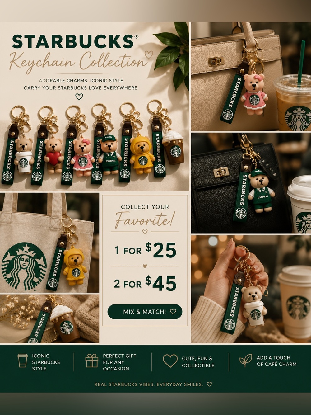 STARBUCKS Keychain Charms-Bear with red shirt - Picture 2 of 2